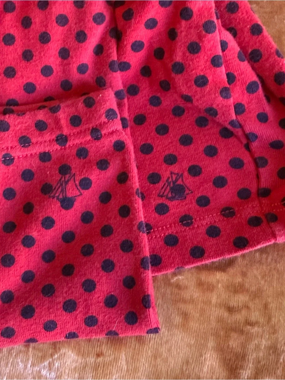 Petit Bateau Red & Black Polka Dot Baby Girl Set 12m 100% Cotton Ladybug